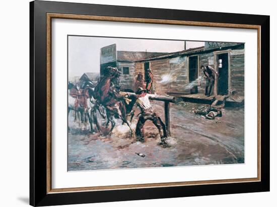 Death of a Gambler-Charles Marion Russell-Framed Giclee Print