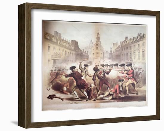 Death of Crispus Attucks at the Boston Massacre, 5th March, 1770, 1856-James Wells Champney-Framed Giclee Print