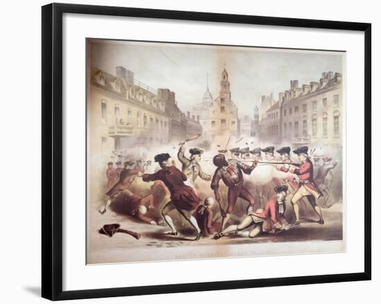 Death of Crispus Attucks at the Boston Massacre, 5th March, 1770, 1856-James Wells Champney-Framed Giclee Print