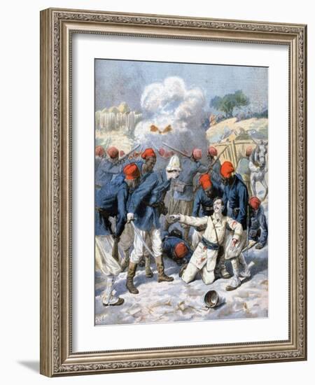 Death of Lieutenant Lecerf, Battle of Napa, Nigeria, 1894-Frederic Lix-Framed Giclee Print