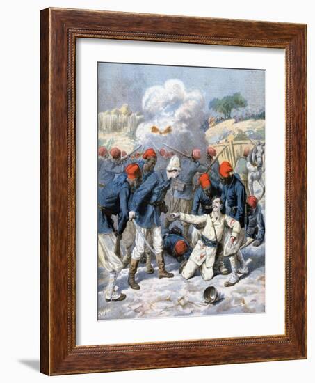 Death of Lieutenant Lecerf, Battle of Napa, Nigeria, 1894-Frederic Lix-Framed Giclee Print