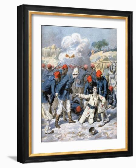 Death of Lieutenant Lecerf, Battle of Napa, Nigeria, 1894-Frederic Lix-Framed Giclee Print