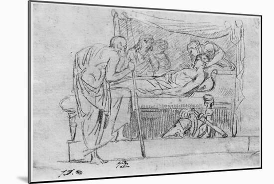Death of Meleager (Black Pencil on Paper)-Jacques-Louis David-Mounted Giclee Print