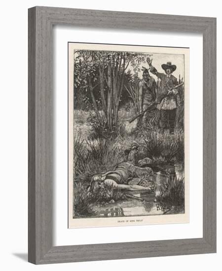 Death of Metacomet (King Philip) Chief of the Wampanoag Indians During King Philip's War 1675-1676-Howard Pyle-Framed Art Print