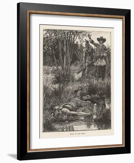 Death of Metacomet (King Philip) Chief of the Wampanoag Indians During King Philip's War 1675-1676-Howard Pyle-Framed Art Print