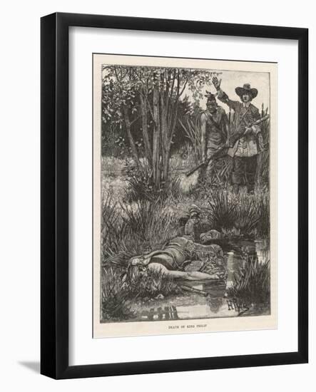 Death of Metacomet (King Philip) Chief of the Wampanoag Indians During King Philip's War 1675-1676-Howard Pyle-Framed Art Print