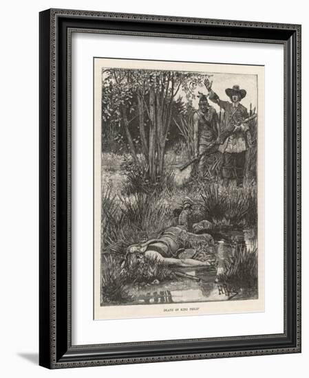 Death of Metacomet (King Philip) Chief of the Wampanoag Indians During King Philip's War 1675-1676-Howard Pyle-Framed Art Print