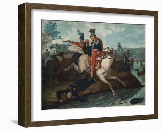 Death of Prince Józef Poniatowski in the Battle of Leipzig, 1820-Horace Vernet-Framed Giclee Print