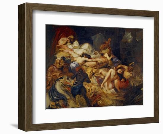 Death of Sardanapalus (Studi)-Eugene Delacroix-Framed Giclee Print