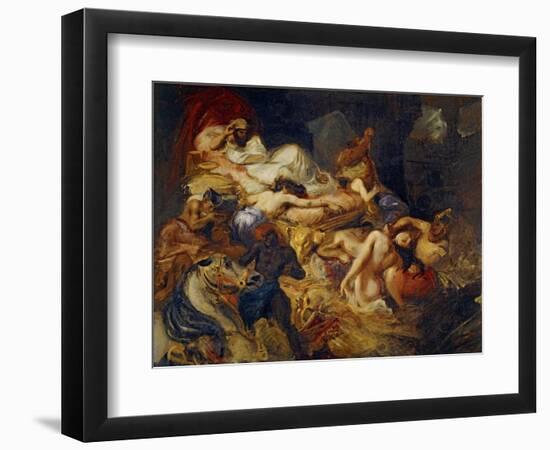 Death of Sardanapalus (Studi)-Eugene Delacroix-Framed Giclee Print