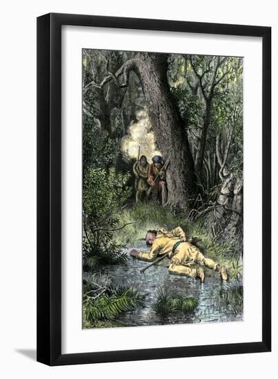 Death of Wampanoag Leader Philip, Ending King Philip's War, c.1676-null-Framed Giclee Print