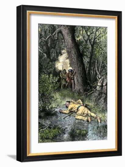 Death of Wampanoag Leader Philip, Ending King Philip's War, c.1676-null-Framed Giclee Print