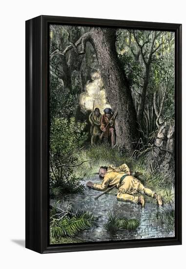 Death of Wampanoag Leader Philip, Ending King Philip's War, c.1676-null-Framed Premier Image Canvas