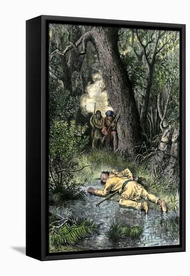 Death of Wampanoag Leader Philip, Ending King Philip's War, c.1676-null-Framed Premier Image Canvas