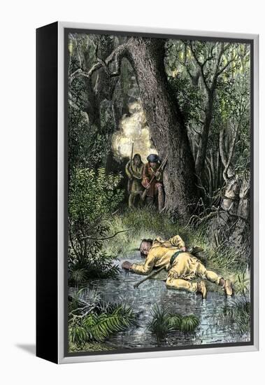 Death of Wampanoag Leader Philip, Ending King Philip's War, c.1676-null-Framed Premier Image Canvas