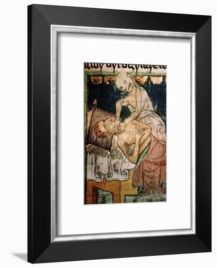 Death strangling a victim of the Black Death, 1376-Werner Forman-Framed Photographic Print