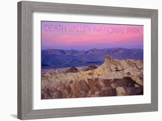 Death Valley National Park - Zabriskie Point and Sunset-Lantern Press-Framed Art Print