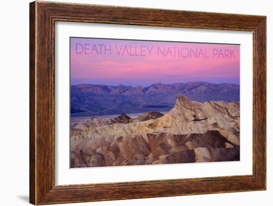 Death Valley National Park - Zabriskie Point and Sunset-Lantern Press-Framed Art Print