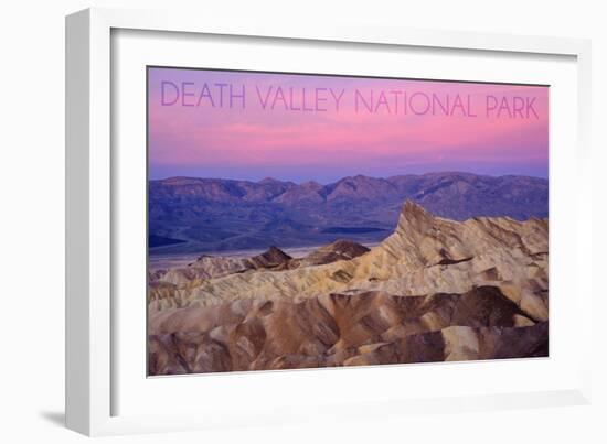 Death Valley National Park - Zabriskie Point and Sunset-Lantern Press-Framed Art Print