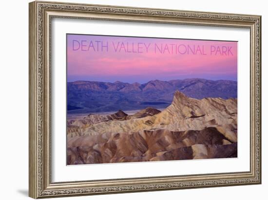 Death Valley National Park - Zabriskie Point and Sunset-Lantern Press-Framed Premium Giclee Print