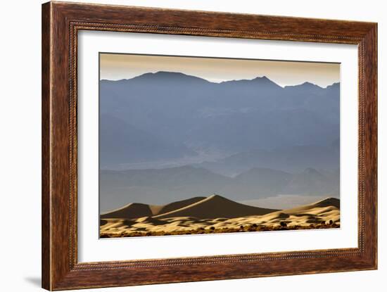 Death Valley NP, CA: Mequite Sand Dunes Near Stovepipe Wells People In Distance Hiking 100 Ft Dunes-Ian Shive-Framed Photographic Print