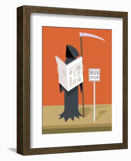 Death waiting at the bus stop-Harry Briggs-Framed Giclee Print