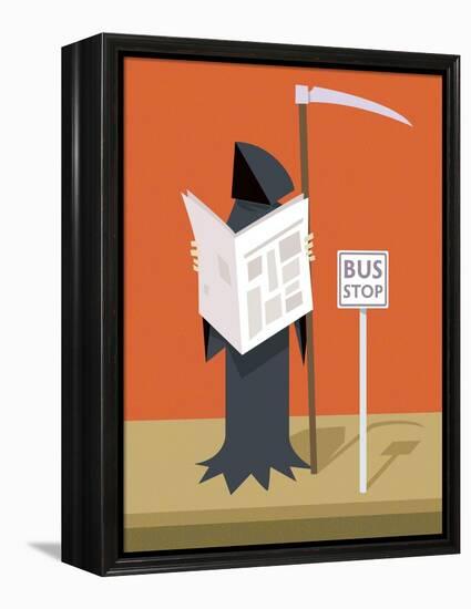 Death waiting at the bus stop-Harry Briggs-Framed Premier Image Canvas