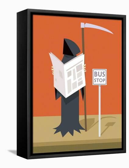 Death waiting at the bus stop-Harry Briggs-Framed Premier Image Canvas