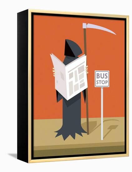 Death waiting at the bus stop-Harry Briggs-Framed Premier Image Canvas