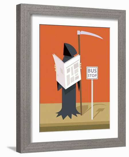 Death waiting at the bus stop-Harry Briggs-Framed Giclee Print