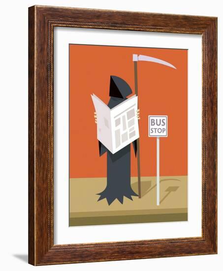 Death waiting at the bus stop-Harry Briggs-Framed Giclee Print