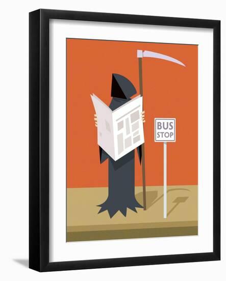 Death waiting at the bus stop-Harry Briggs-Framed Giclee Print