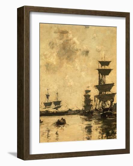 Deauville: Schooners at Anchor, 1887-Eugène Boudin-Framed Giclee Print