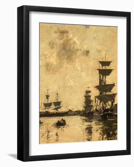 Deauville: Schooners at Anchor, 1887-Eugène Boudin-Framed Giclee Print