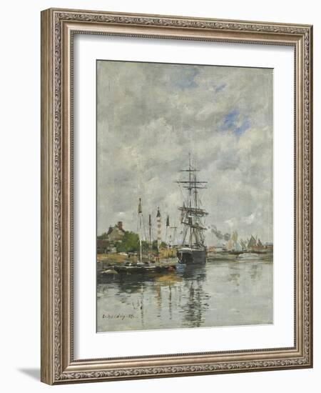 Deauville, the Boat Basin, 1887 (Oil on Panel)-Eugene Louis Boudin-Framed Giclee Print