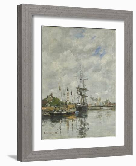 Deauville, the Boat Basin, 1887 (Oil on Panel)-Eugene Louis Boudin-Framed Giclee Print