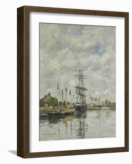 Deauville, the Boat Basin, 1887 (Oil on Panel)-Eugene Louis Boudin-Framed Giclee Print
