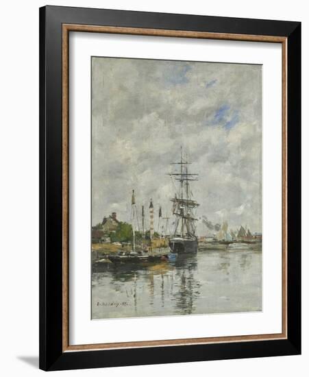 Deauville, the Boat Basin, 1887 (Oil on Panel)-Eugene Louis Boudin-Framed Giclee Print