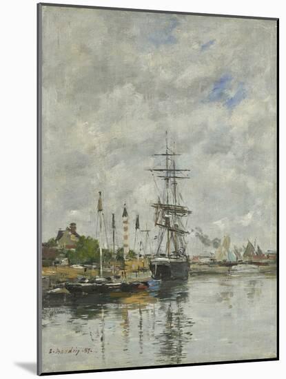 Deauville, the Boat Basin, 1887 (Oil on Panel)-Eugene Louis Boudin-Mounted Giclee Print