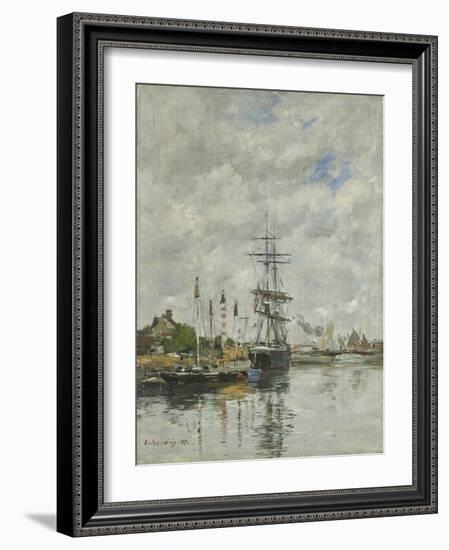 Deauville, the Boat Basin, 1887 (Oil on Panel)-Eugene Louis Boudin-Framed Giclee Print