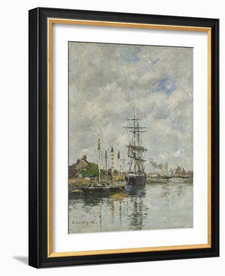 Deauville, the Boat Basin, 1887 (Oil on Panel)-Eugene Louis Boudin-Framed Giclee Print