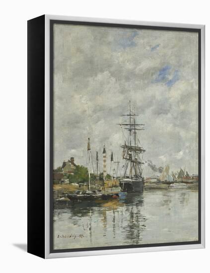 Deauville, the Boat Basin, 1887 (Oil on Panel)-Eugene Louis Boudin-Framed Premier Image Canvas