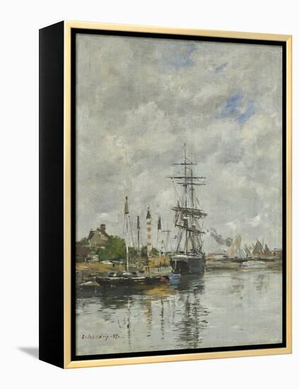 Deauville, the Boat Basin, 1887 (Oil on Panel)-Eugene Louis Boudin-Framed Premier Image Canvas