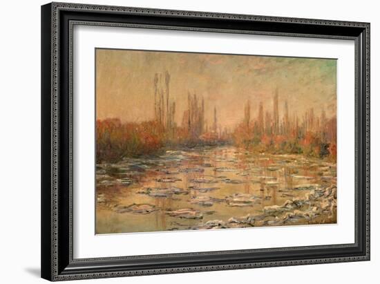 Débâcle Sur La Seine Ou Les Glaçons, Thawing of River Seine, or Ice Floe Breaking Up-Claude Monet-Framed Giclee Print