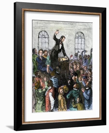 Debate Between Abraham Lincoln and Stephen Douglas, Campaigning for Office of US Senator, Illinois-null-Framed Giclee Print