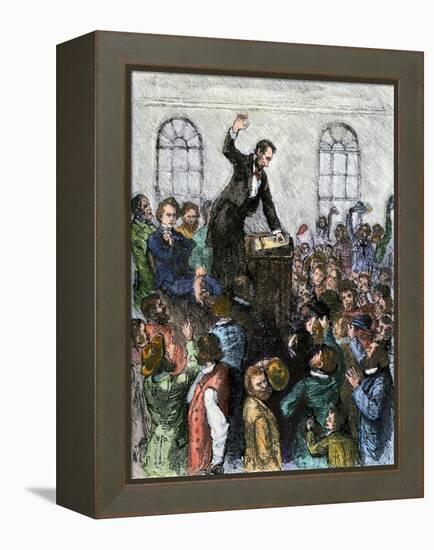 Debate Between Abraham Lincoln and Stephen Douglas, Campaigning for Office of US Senator, Illinois-null-Framed Premier Image Canvas