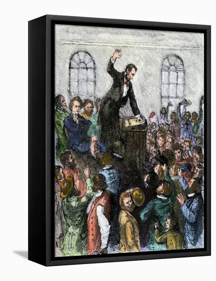 Debate Between Abraham Lincoln and Stephen Douglas, Campaigning for Office of US Senator, Illinois-null-Framed Premier Image Canvas