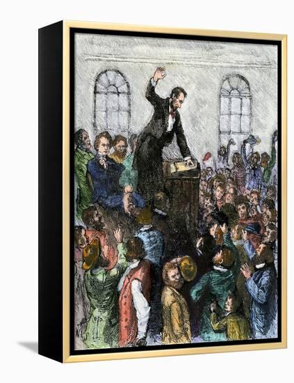 Debate Between Abraham Lincoln and Stephen Douglas, Campaigning for Office of US Senator, Illinois-null-Framed Premier Image Canvas