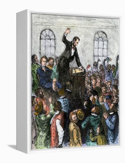 Debate Between Abraham Lincoln and Stephen Douglas, Campaigning for Office of US Senator, Illinois-null-Framed Premier Image Canvas