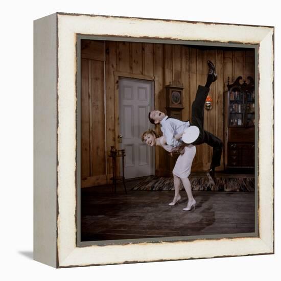 Debbie Reynolds Lifts Fellow Actor Tony Randall in a Scene from 'The Mating Game', 1959-Allan Grant-Framed Premier Image Canvas